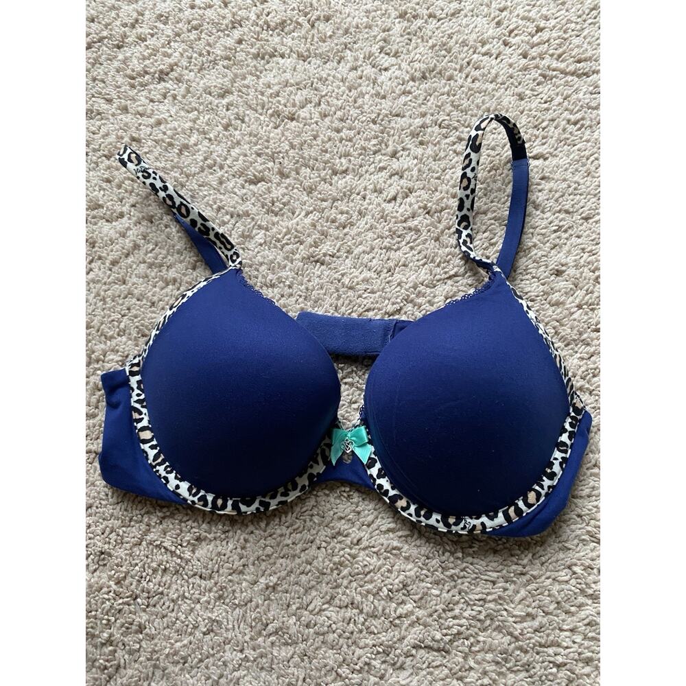 Victoria's Secret Bra 32D Navy Push Up Body By Victoria Perfect Shape Subtle